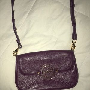 Tory Burch over the shoulder purple small bag